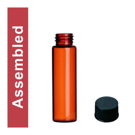 Cp Lab Safety. Wheaton MicroLiter 8ML Amber Vial Kit, Black Phenolic Solid Cap, PTFE Liner, 100 pk 15-2010KPS-8A